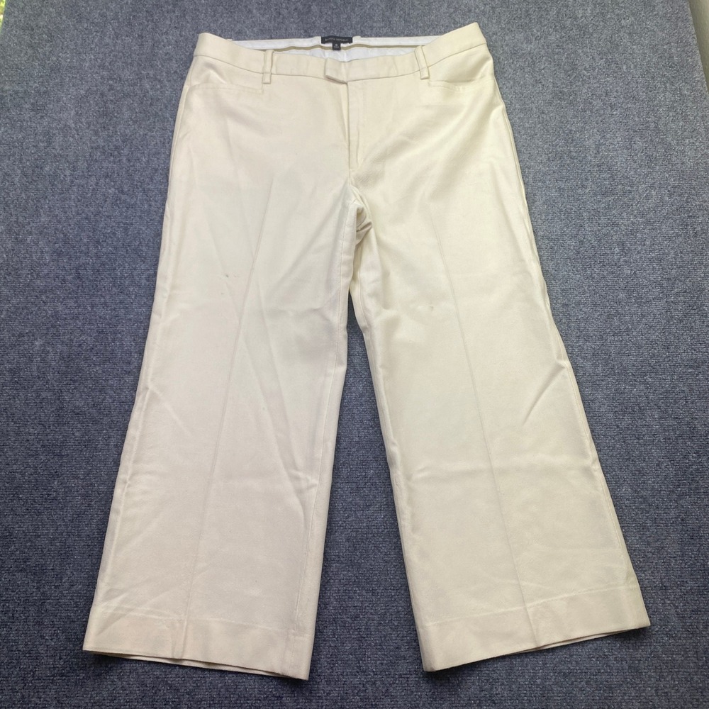 Banana Republic Womens 18 Cream 100% Wool Wide Leg Trousers Business Pants